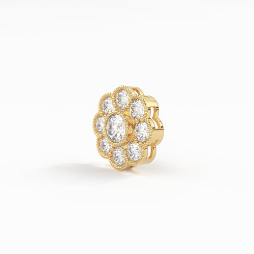 Diamond Necklace / 14k Gold Floral Diamond Pendant / Floral Cluster Diamond Necklace / Minimalist Diamond Flower / Cluster Diamond Necklace - Jalvi & Co.