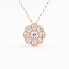 Load image into Gallery viewer, Diamond Necklace / 14k Gold Floral Diamond Pendant / Floral Cluster Diamond Necklace / Minimalist Diamond Flower / Cluster Diamond Necklace - Jalvi &amp; Co.