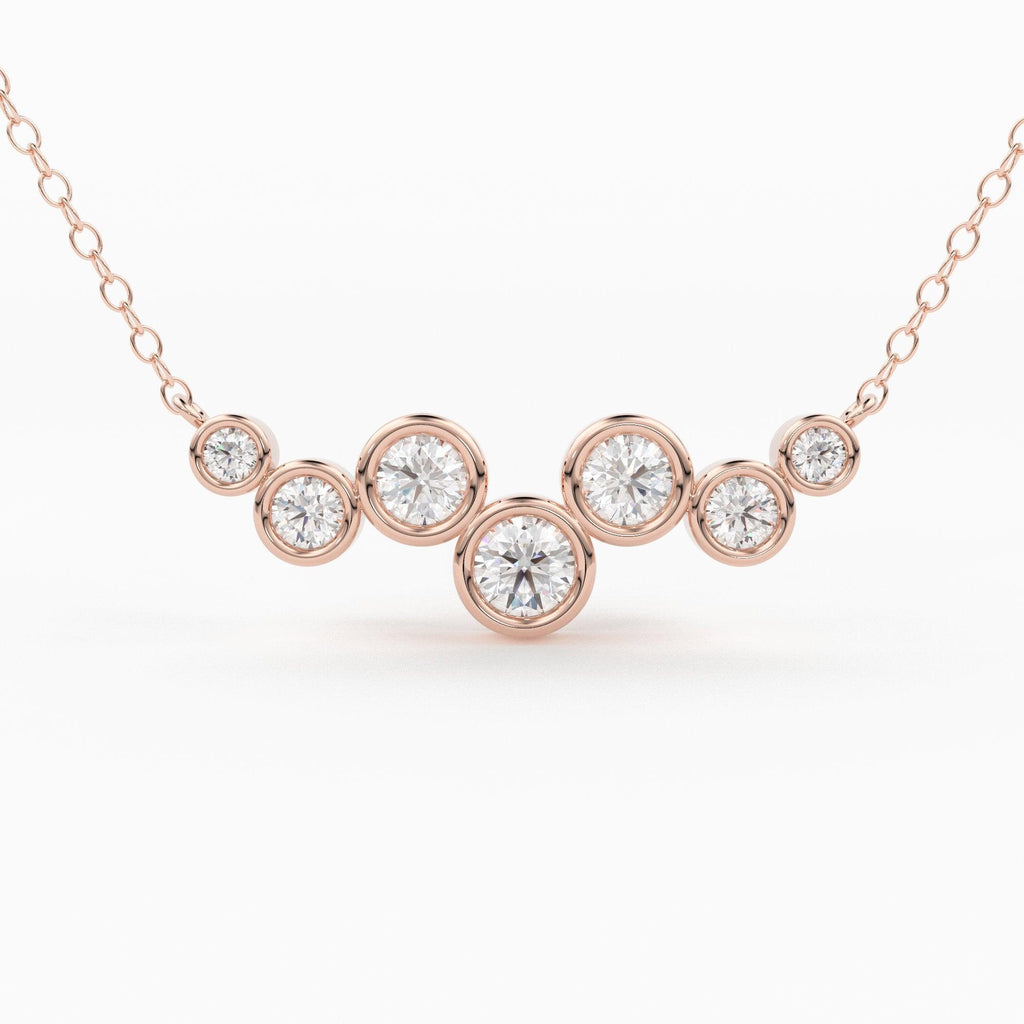Diamond Necklace / 14k Gold Necklace / Floating Diamonds Necklace / Diamond Bubble Pendant / Birthday Gift for Her / Bezel Diamond Necklace - Jalvi & Co.