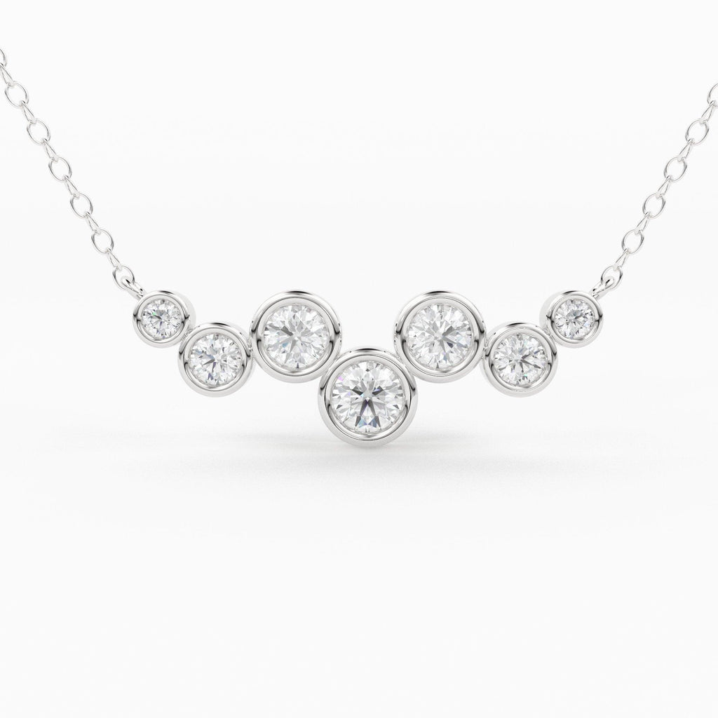 Diamond Necklace / 14k Gold Necklace / Floating Diamonds Necklace / Diamond Bubble Pendant / Birthday Gift for Her / Bezel Diamond Necklace - Jalvi & Co.