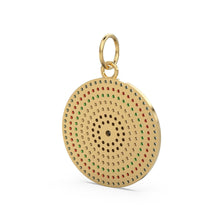 Load image into Gallery viewer, Diamond Pave Disc Solid Gold Charm / 14k 18k Solid Gold Ruby Charm / Emerald Pendant Gold Jewelry Supplies / Blue Sapphire Charm Finding - Jalvi &amp; Co.