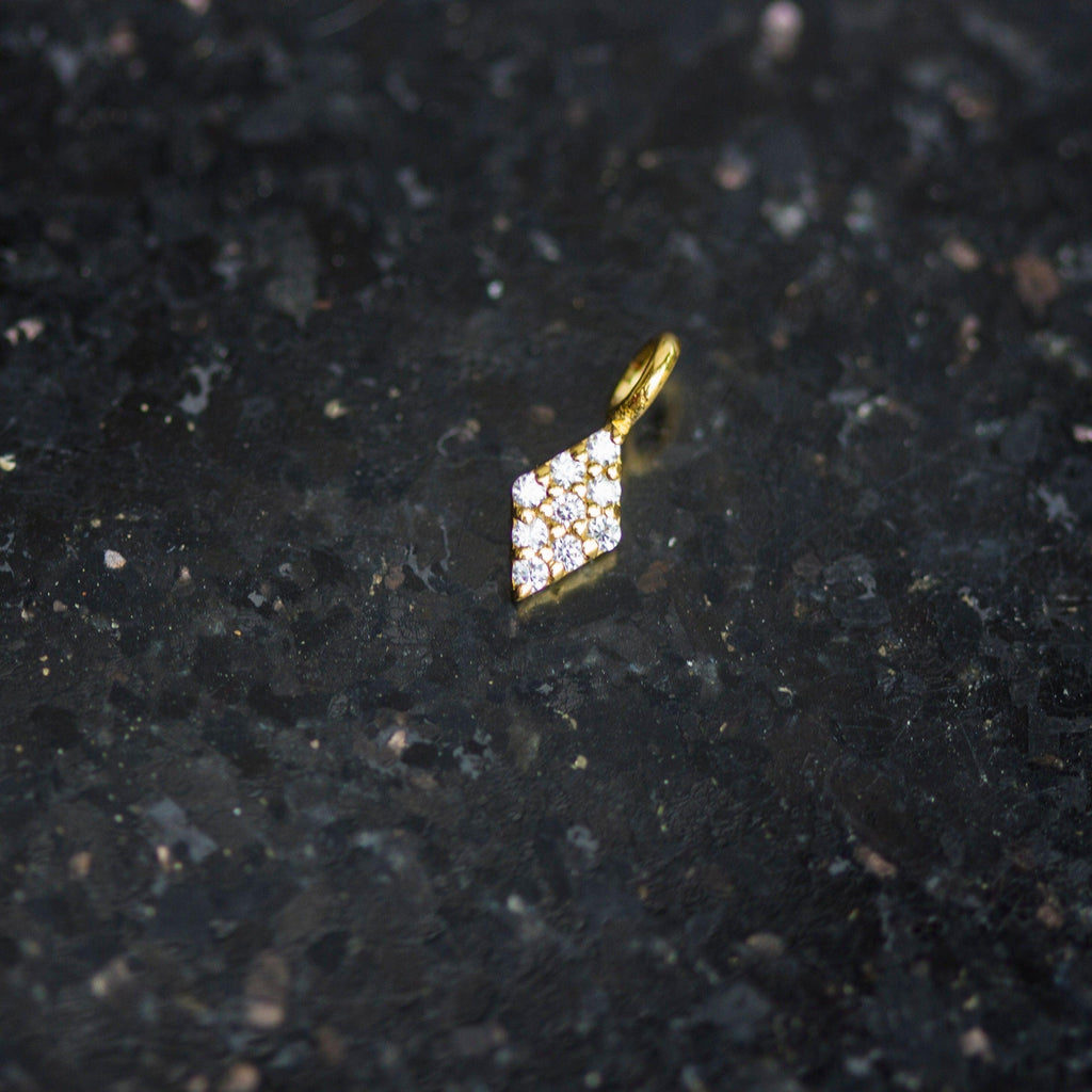 Diamond Pave Setting Charm / 14k 18k Solid Gold Charm / Gold Jewelry Supplies / Diamond Charm Finding / Sale - Jalvi & Co.