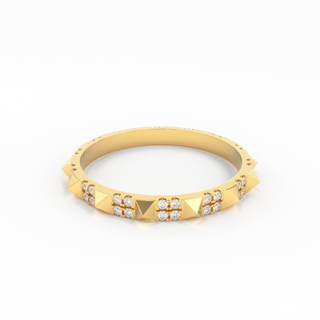 Diamond Pyramid Eternity Ring / Gold Spike Ring / Pyramid Ring / Spikes Stacking Ring / Simple Gold Ring / Minimal Jewelry / Spike Stud Ring - Jalvi & Co.