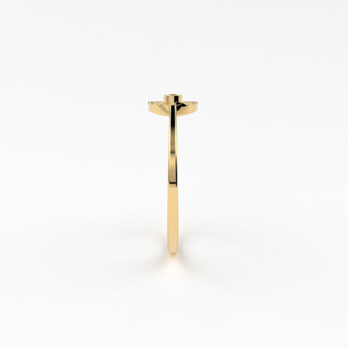 Diamond Ring / 14k Bezel Setting Diamond Cut Diamond Solitaire Ring / Ballerina Disc Ring / Diamond Cut Ray Ring - Jalvi & Co.