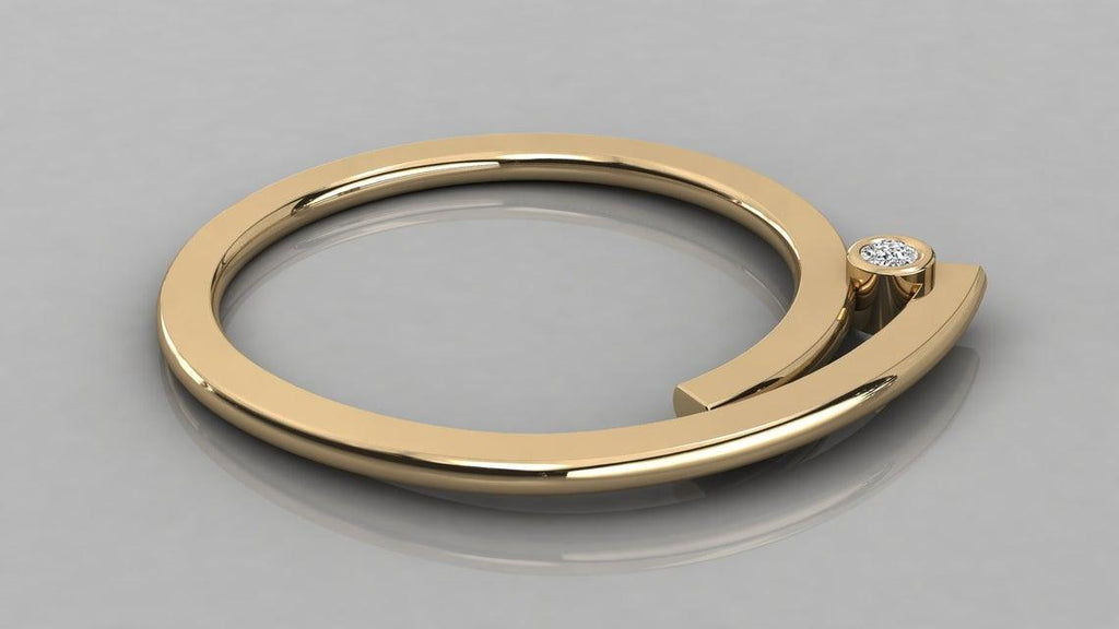 Diamond Ring/ 14k Gold Brilliant Cut Diamond Ring / Round Diamond Ring Gold / Stackable Baguette Ring / Diamond Ring - Jalvi & Co.