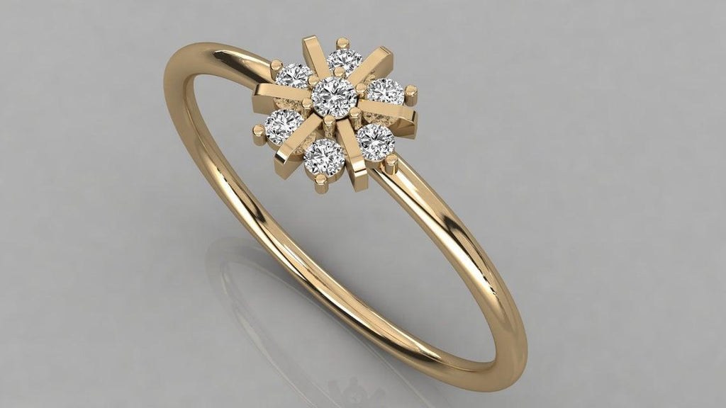 Diamond Ring / 14k Gold Floral Diamond Ring / Floral Cluster Diamond Ring / Minimalist Diamond Flower / Cluster Diamond Ring - Jalvi & Co.