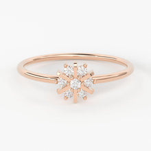 Load image into Gallery viewer, Diamond Ring / 14k Gold Floral Diamond Ring / Floral Cluster Diamond Ring / Minimalist Diamond Flower / Cluster Diamond Ring - Jalvi &amp; Co.