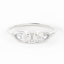 Load image into Gallery viewer, Diamond Ring / 14k Gold Pear Diamond Ring / Bezel Set Diamond Ring / Minimalist Diamond Flower / Engagement Ring - Jalvi &amp; Co.