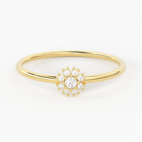 Diamond Ring / 14k Halo Diamond Ring / Minimal Diamond Ring / Delicate Diamond Ring / Promise Ring / Birthday Gift Idea / Gold Ring - Jalvi & Co.