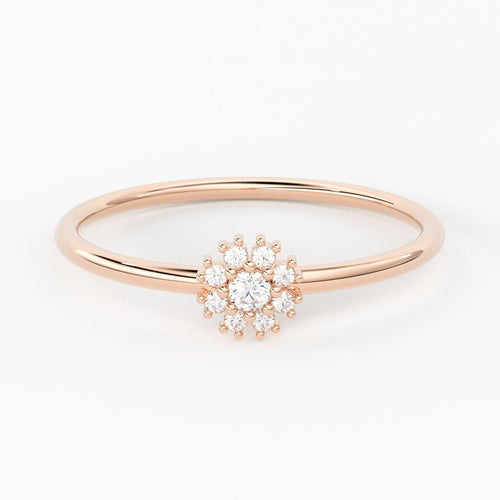 Diamond Ring / 14k Halo Diamond Ring / Minimal Diamond Ring / Delicate Diamond Ring / Promise Ring / Birthday Gift Idea / Gold Ring - Jalvi & Co.