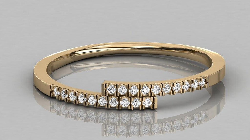 Diamond Ring / 14k Solid Gold Diamond Pave Ring / Cross Over Diamond Stackable Ring / 14k White Gold Diamond Ring - Jalvi & Co.