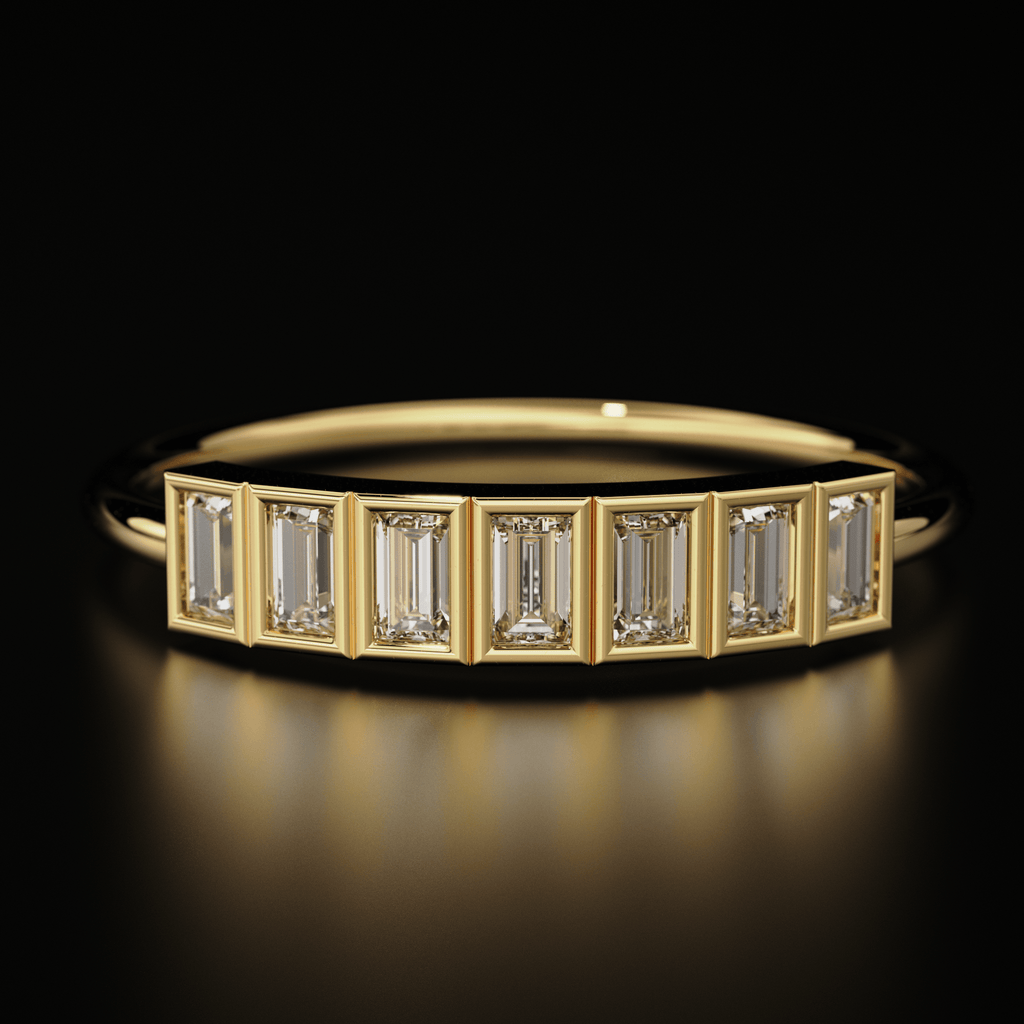 Diamond Ring / Baguette Diamond Ring in 14k Gold / Square Diamond Ring / Diamond Engagement Wedding Ring/ Baguette Diamond Stone Ring - Jalvi & Co.