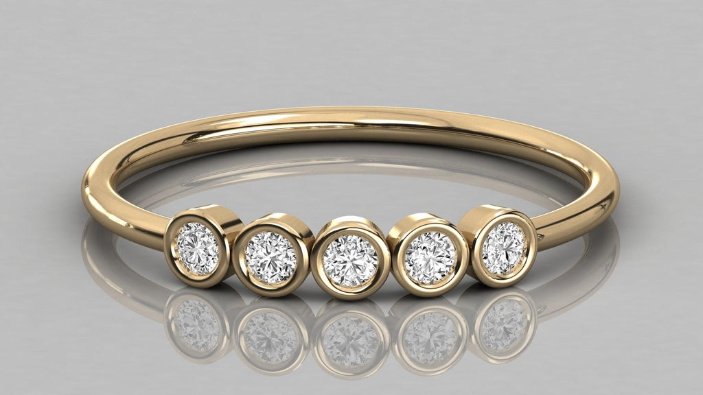 Diamond Ring / Bezel Diamond Ring in 14k Gold / Brilliant Diamond Ring / Diamond Engagement Wedding Ring/ Diamond Bezel Stone Ring - Jalvi & Co.
