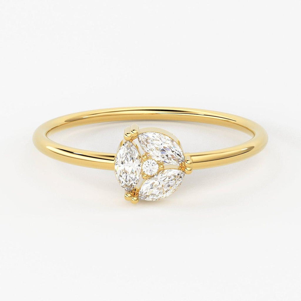 Diamond Ring / Marquise Cluster Ring in 14k Solid Gold / Engagement Ring / Unique Marquise Diamond Ring / Promise Ring - Jalvi & Co.