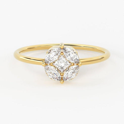 Diamond Ring / Marquise Cluster Ring in 14k Solid Gold / Engagement Ring / Unique Marquise Diamond Ring / Promise Ring - Jalvi & Co.