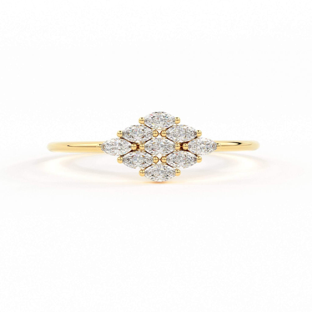 Diamond Ring / Marquise Diamond Ring in 14k Gold / Marquise Diamond Cluster Ring / Diamond Engagement Wedding Ring/ Cluster Multi Stone Ring - Jalvi & Co.