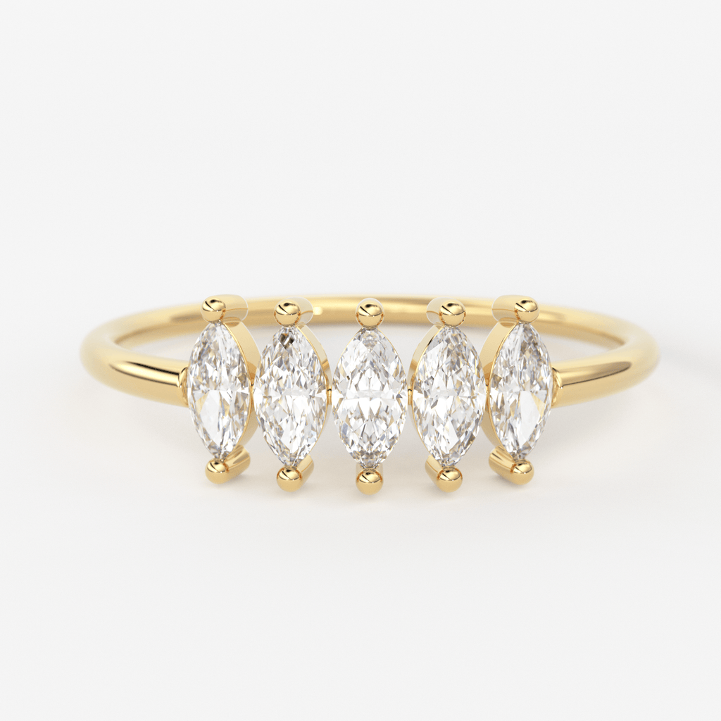 Diamond Ring / Marquise Diamond Ring in 14k Gold / Marquise Diamond Ring / Diamond Engagement Wedding Ring/ Cluster Multi Stone Ring - Jalvi & Co.