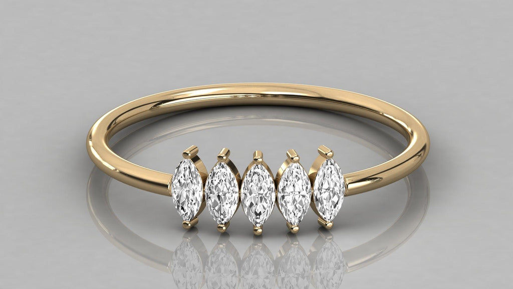 Diamond Ring / Marquise Diamond Ring in 14k Gold / Marquise Diamond Ring / Diamond Engagement Wedding Ring/ Cluster Multi Stone Ring - Jalvi & Co.