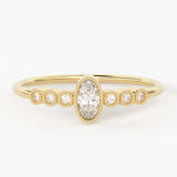 Diamond Ring / Round Oval Diamond Ring in 14k Gold / Oval Diamond Ring / Diamond Engagement Wedding Ring/ Round Diamond Stone Ring