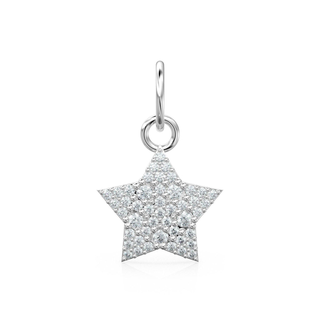 Diamond Solid Gold Pave Star Charm / 18k Gold Star Pendant / Petite Brilliant Diamond Charm / Solid Gold Star Charm / Charm for Bracelets - Jalvi & Co.