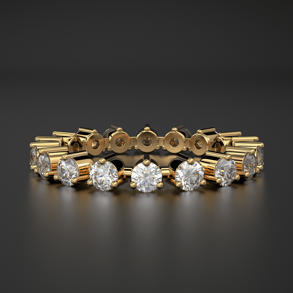 Diamond Wedding Band / 14kt Solid Gold Round Diamond Prong Ring / Rose Gold Prong Diamond Full Eternity Wedding Band - Jalvi & Co.