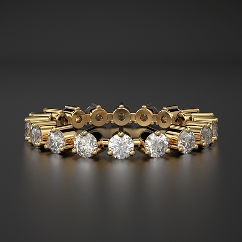 Diamond Wedding Band / 14kt Solid Gold Round Diamond Prong Ring / Rose Gold Prong Diamond Full Eternity Wedding Band - Jalvi & Co.