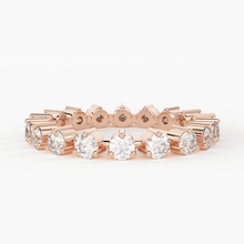 Load image into Gallery viewer, Diamond Wedding Band / 14kt Solid Gold Round Diamond Prong Ring / Rose Gold Prong Diamond Full Eternity Wedding Band - Jalvi &amp; Co.