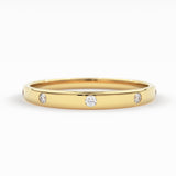 Diamond Wedding Band / 14kt Yellow Gold Band / Promise Ring / Solid Gold Ring / Diamond Wedding Rings Women / Stacking Gold Bands