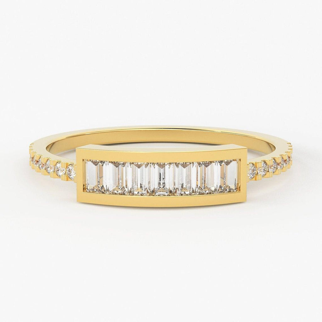 Diamond Wedding Band / Diamond Baguette Ring in 14k Gold / Birthday Gift for Her / Memorial Day Sale / Graduation Gift - Jalvi & Co.