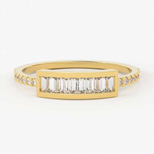 Diamond Wedding Band / Diamond Baguette Ring in 14k Gold / Birthday Gift for Her / Memorial Day Sale / Graduation Gift - Jalvi & Co.