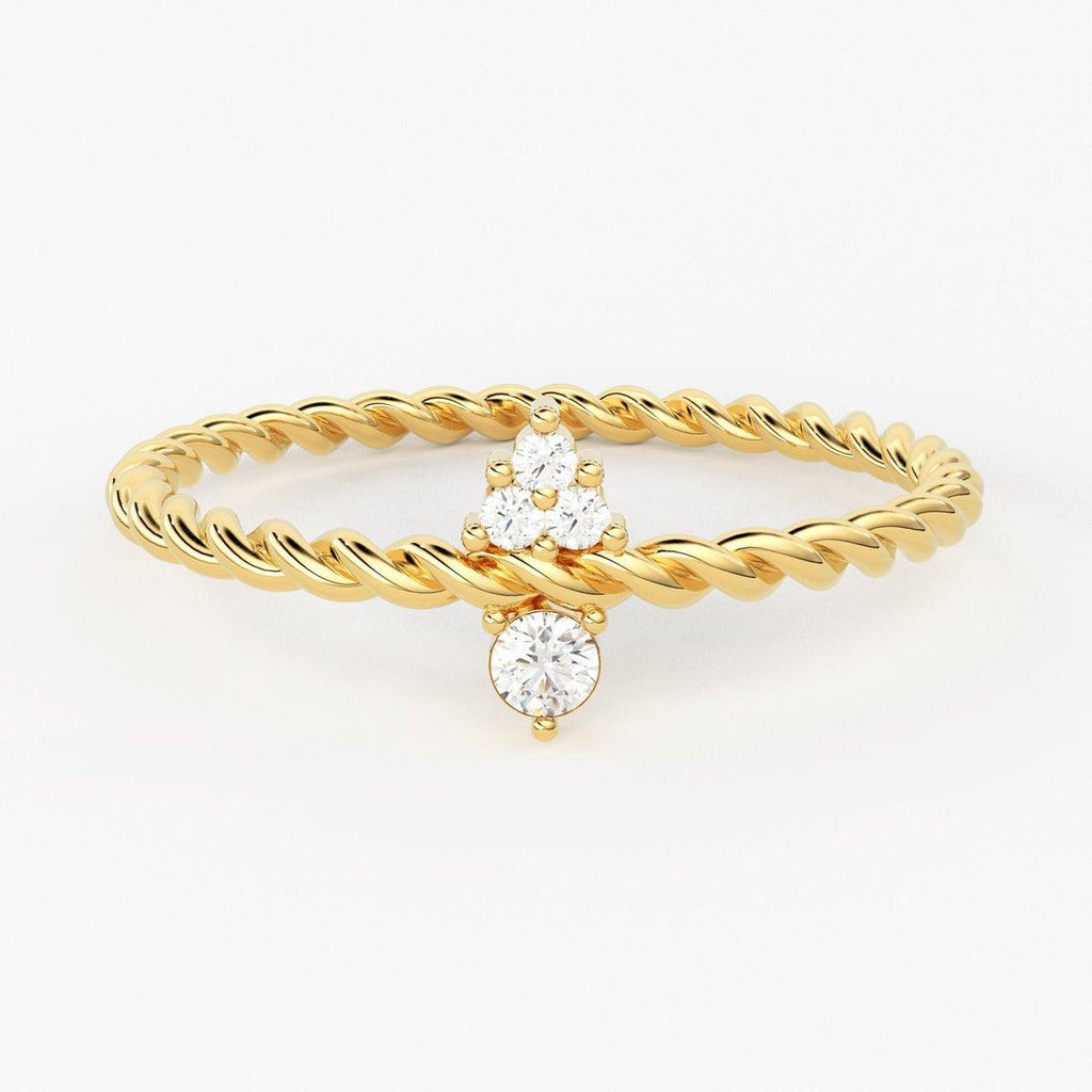 Diamond Wedding Band / Diamond Rope Ring in 14k Gold / Birthday Gift for Her / Rope Gold Band / Graduation Gift - Jalvi & Co.