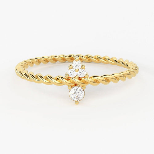 Diamond Wedding Band / Diamond Rope Ring in 14k Gold / Birthday Gift for Her / Rope Gold Band / Graduation Gift - Jalvi & Co.