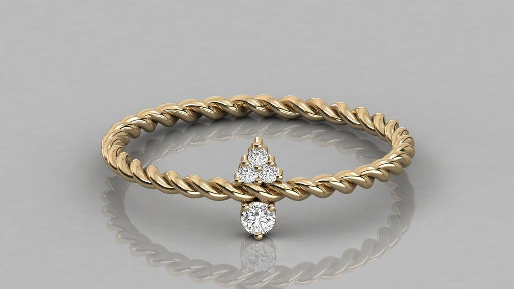 Diamond Wedding Band / Diamond Rope Ring in 14k Gold / Birthday Gift for Her / Rope Gold Band / Graduation Gift - Jalvi & Co.