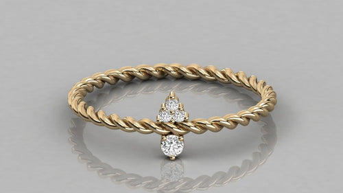 Diamond Wedding Band / Diamond Rope Ring in 14k Gold / Birthday Gift for Her / Rope Gold Band / Graduation Gift - Jalvi & Co.