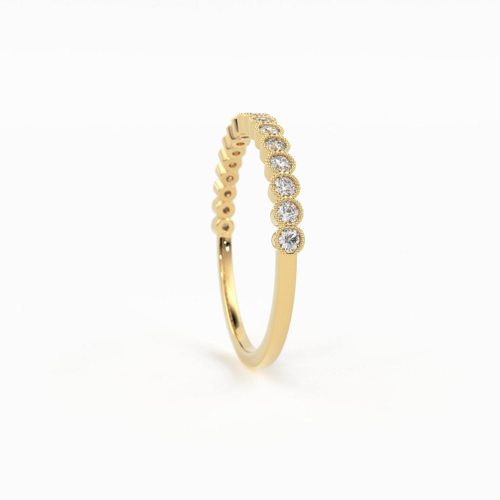 Diamond Wedding Ring / 14k Solid Gold Diamond Wedding Band Women / 0.32 Ctw Half Eternity Diamond Ring - Jalvi & Co.