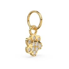 Load image into Gallery viewer, Dog Paw Diamond 14k 18k Solid Gold Charm Pendant, Paw Charm, Gold Charm Finding, Dog Solid Gold Pendant - Jalvi &amp; Co.