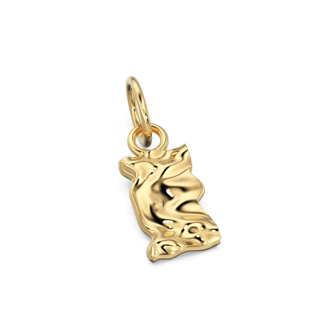 Drapery Solid Gold Handmade Charm Pendant / Organic Shape Gold Pendant / 14k Gold Minimalist Jewelry - Jalvi & Co.