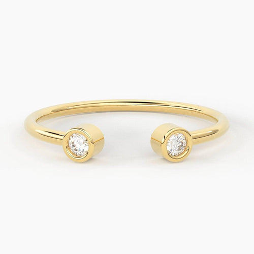 Dual Birthstone Ring / Open Diamond Ring / Two Birthstone Ring / Promise Ring / His and Hers Promise Ring / Birthday gift for her - Jalvi & Co.