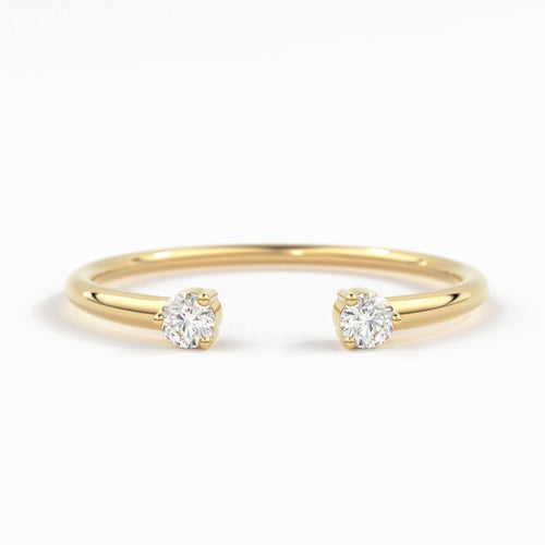 Dual Birthstone Ring / Open Diamond Ring / Two Birthstone Ring / Promise Ring / His and Hers Promise Ring / Birthday gift for her / Stacking - Jalvi & Co.