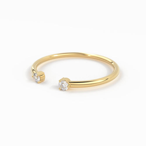 Dual Birthstone Ring / Open Diamond Ring / Two Birthstone Ring / Promise Ring / His and Hers Promise Ring / Birthday gift for her / Stacking - Jalvi & Co.