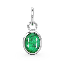 Load image into Gallery viewer, Dyed Green Emerald Oval Solid Gold Charm / Natural Dyed Green Gemstone Handmade Gold Pendant / 1pc 14k Yellow Gold Jewelry Making Findings - Jalvi &amp; Co.