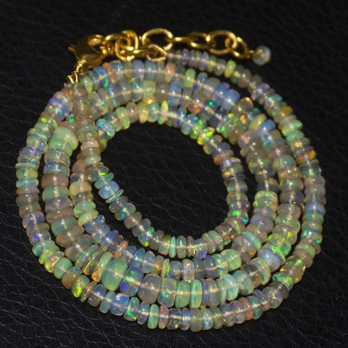 Earth Mined Ethiopian Opal Gold Vermeil Smooth Rondelle Necklace 20