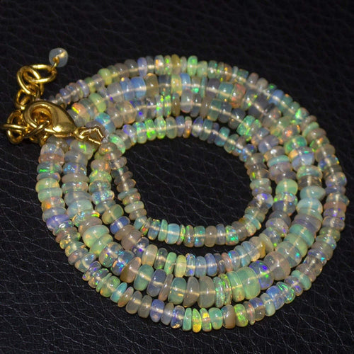 Earth Mined Ethiopian Opal Gold Vermeil Smooth Rondelle Necklace 20