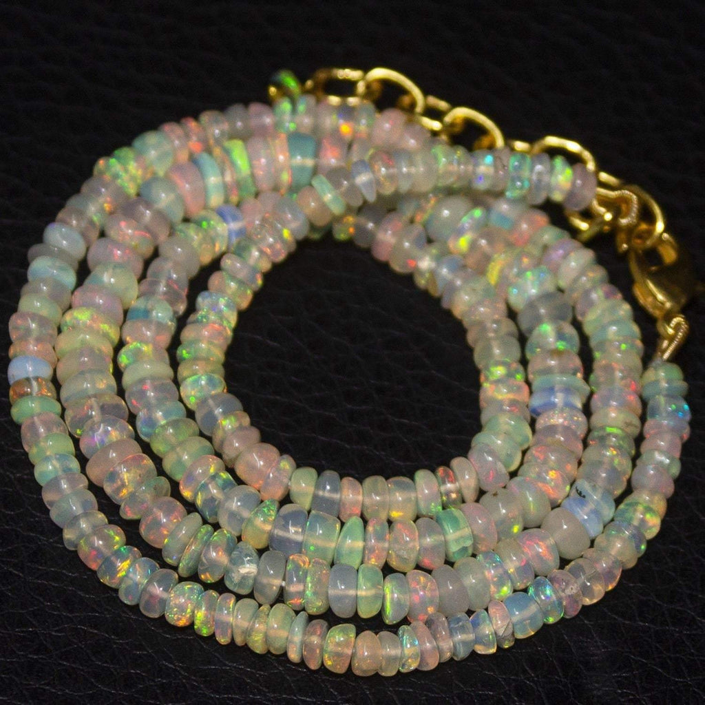 Earthmined Ethiopian Welo Opal Gold Vermeil Smooth Rondelle Necklace 19" 3mm 5mm - Jalvi & Co.