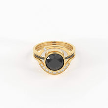 Load image into Gallery viewer, Eclipse Diamond Ring Set in 14k or 18k Solid Gold, Alternative Engagement Set With 8mm Center Black Onyx or Black Diamond - Jalvi &amp; Co.