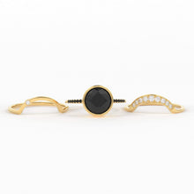 Load image into Gallery viewer, Eclipse Diamond Ring Set in 14k or 18k Solid Gold, Alternative Engagement Set With 8mm Center Black Onyx or Black Diamond - Jalvi &amp; Co.