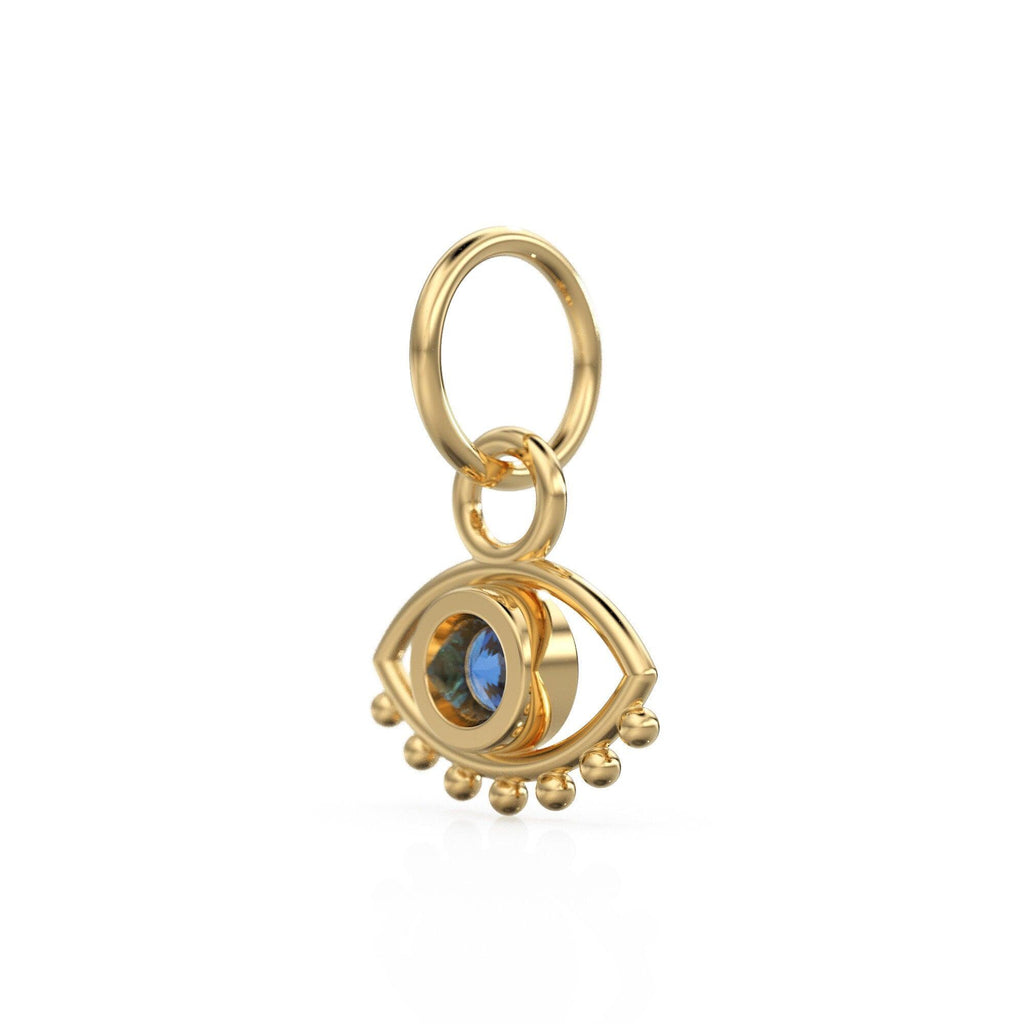 Elegant Blue Topaz Charm, 18k Solid Gold Charm, Moissanite Gold Charm, Emerald Gold Charm, Charm Pendant, Charm Necklace,Handmade Gold Charm - Jalvi & Co.