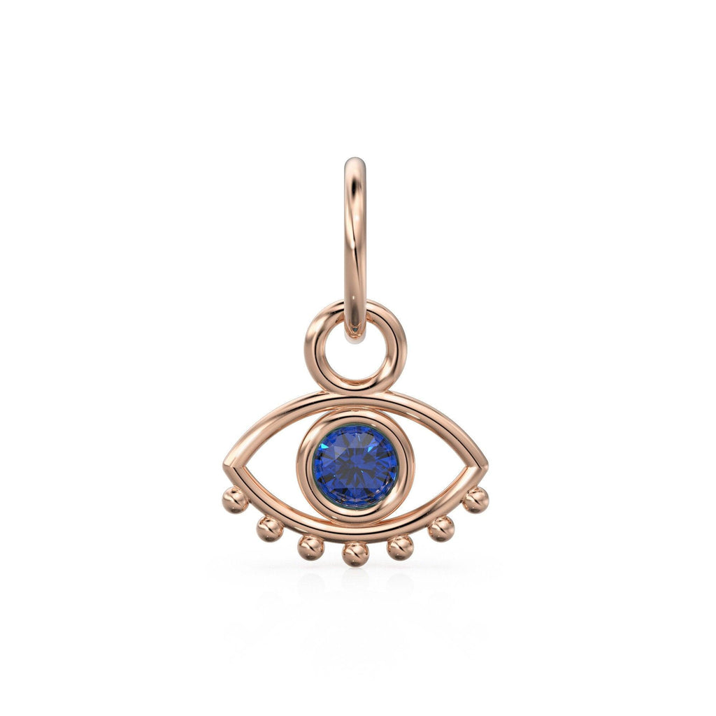 Elegant Blue Topaz Charm, 18k Solid Gold Charm, Moissanite Gold Charm, Emerald Gold Charm, Charm Pendant, Charm Necklace,Handmade Gold Charm - Jalvi & Co.