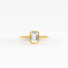 Load image into Gallery viewer, Emerald Cut Diamond Engagement Ring / Bezel Set Ring / 0.75 carat Diamond Ring / Diamond Ring / Solitaire 18k Solid Gold Cocktail Ring - Jalvi &amp; Co.