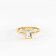 Load image into Gallery viewer, Emerald Cut Diamond Engagement Ring / Bezel Set Ring / 0.75 carat Diamond Ring / Diamond Ring / Solitaire 18k Solid Gold Cocktail Ring - Jalvi &amp; Co.